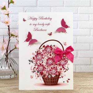 Handmade Birthday Cards Flower Basket A5 Large Card