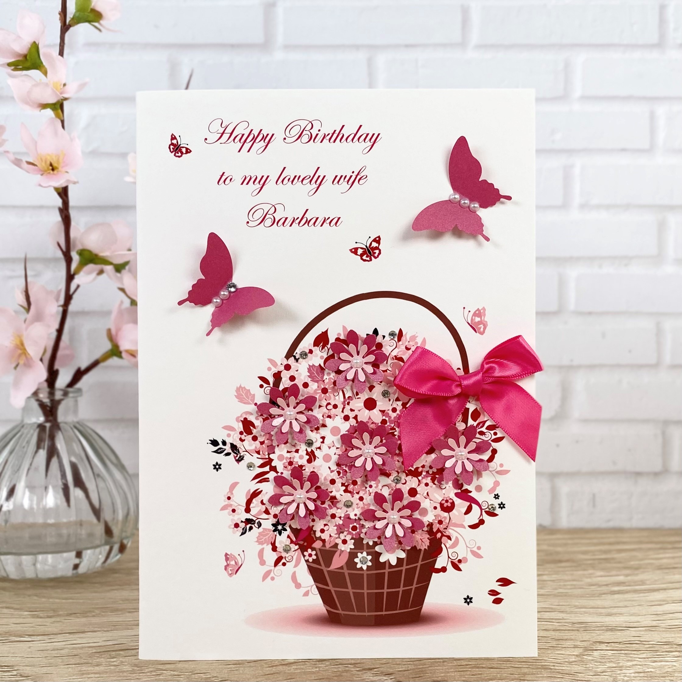 Handmade Birthday Cards Flower Basket A5 Large Card
