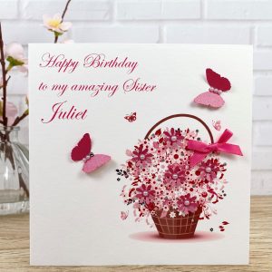 Handmade Floral Basket Square Card