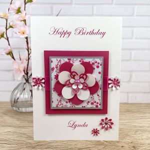 Luxury Handmade Birthday Card Pink Flower A5 Card