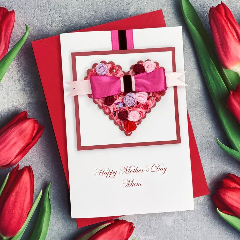 Luxury Handmade Mother’s Day Card ‘Rosebud Filled Heart’
