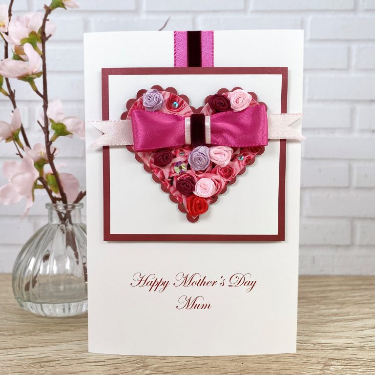 Luxury Handmade Mother’s Day Card ‘Rosebud Filled Heart’