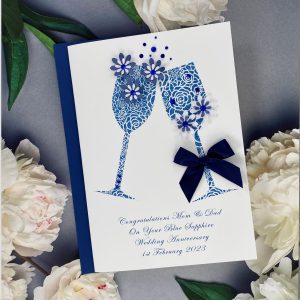 Handmade Blue Sapphire Wedding Anniversary Card Blue Toast A5 Card