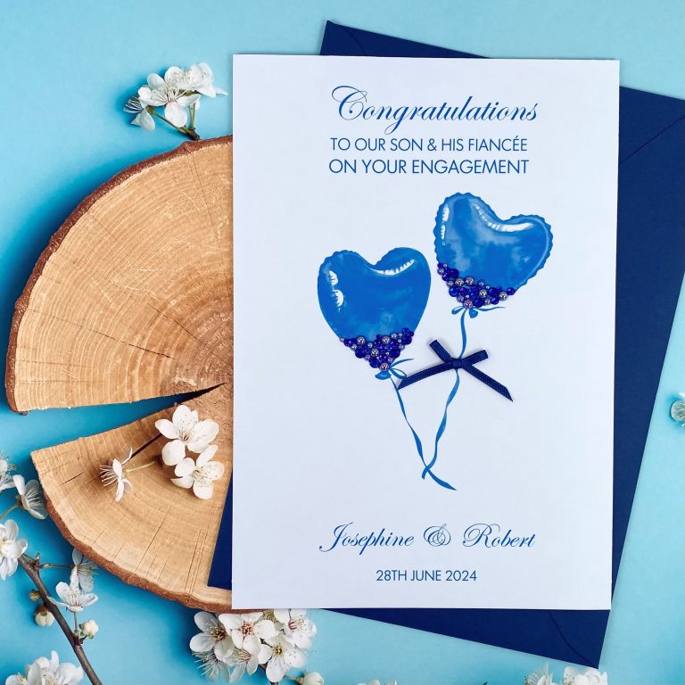 Handmade Personalised Engagement Card ‘Jewel Encrusted Balloons’