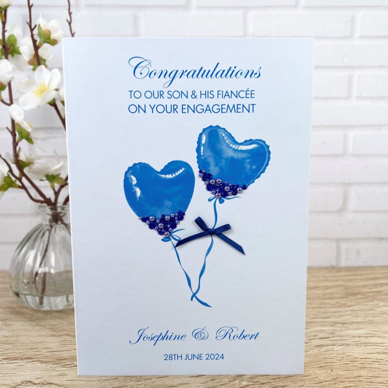 Handmade Personalised Engagement Card ‘Jewel Encrusted Balloons’