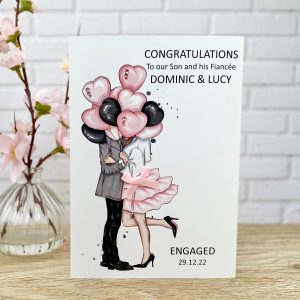 Handmade Engagement Card Couple with Balloons A5 Large Card