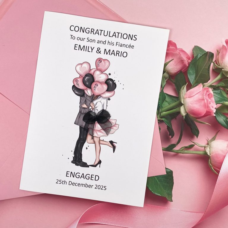 Handmade Personalised Engagement Card ‘Balloons’