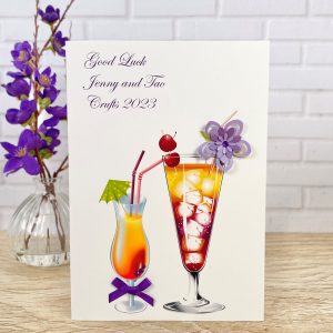 Handmade Good Luck Card Purple Cocktails A5 Large Card