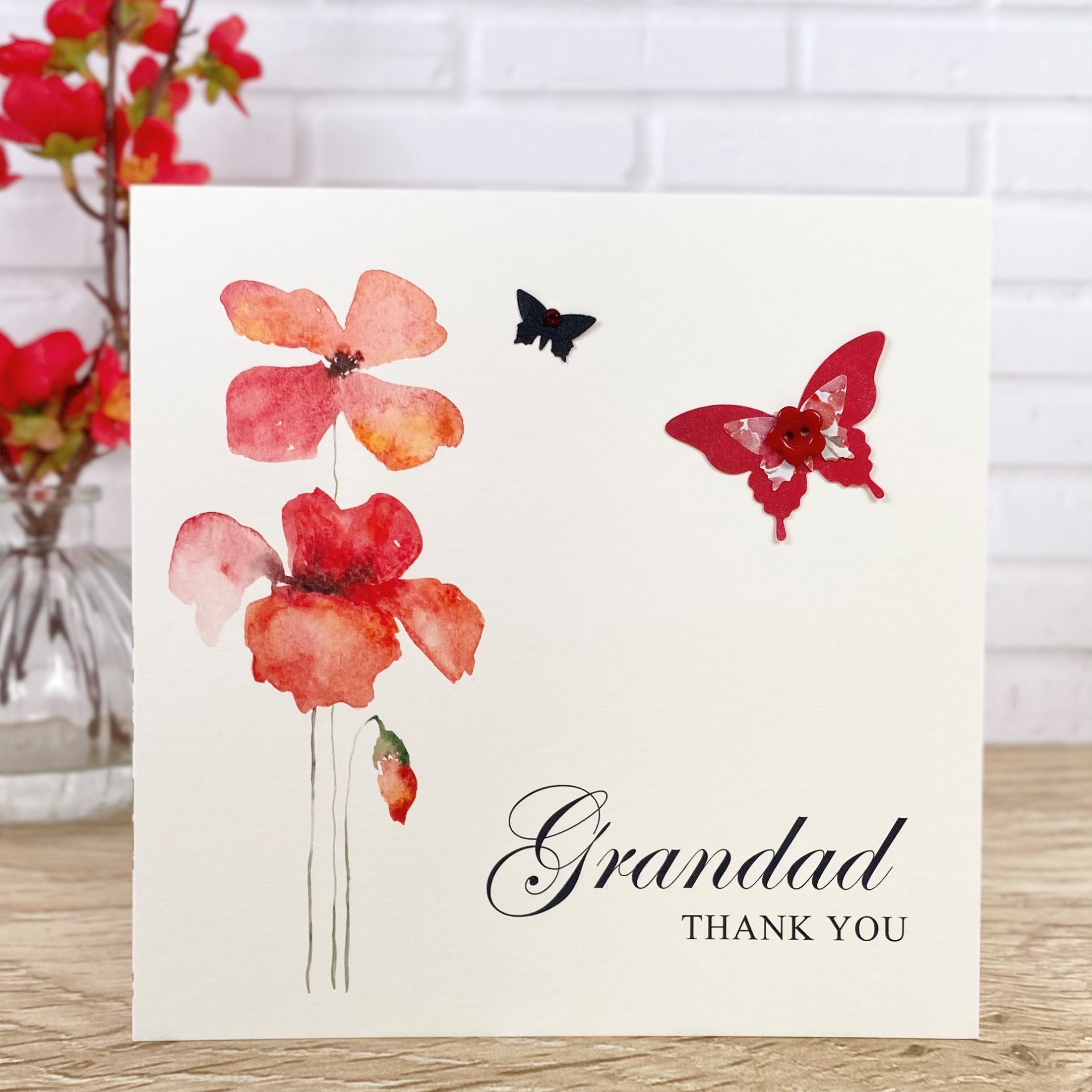 Handmade Thank You Cards Poppies Square Card