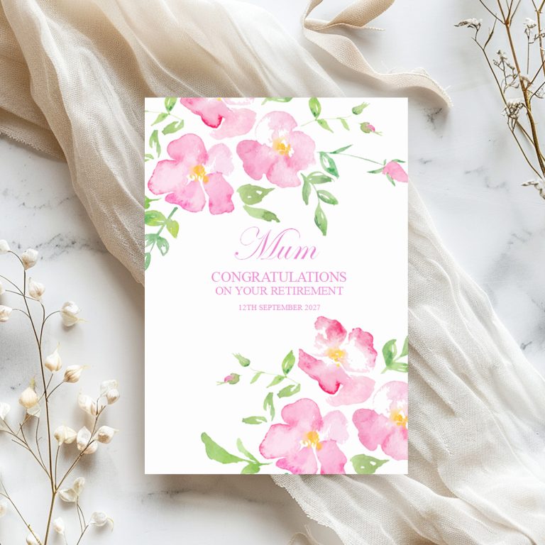 Handmade Retirement Card “Wild Roses”