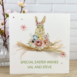 Easter Card Rabbit in Nest Square Card