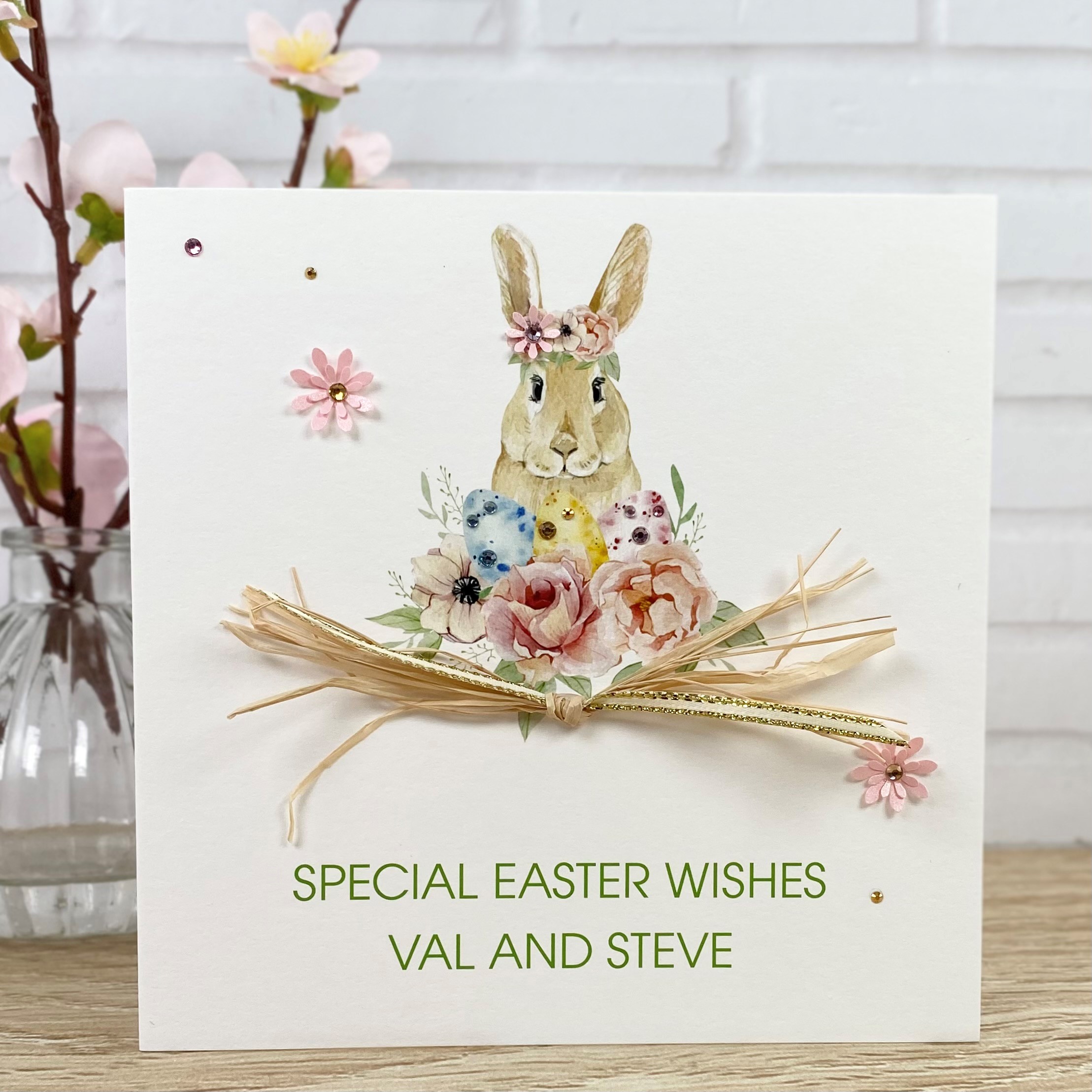Easter Card Rabbit in Nest Square Card