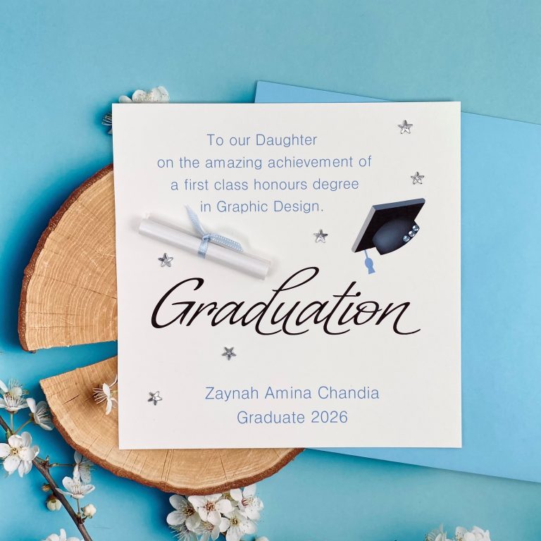 Handmade Graduation Card ‘Scroll and Stars’
