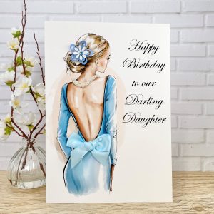 Handmade Birthday Card Blue Dress A5 Extra Large Card