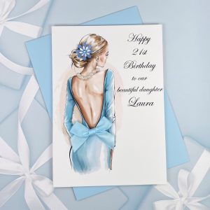 Handmade Birthday Card Blue Dress A5 Greetings Card