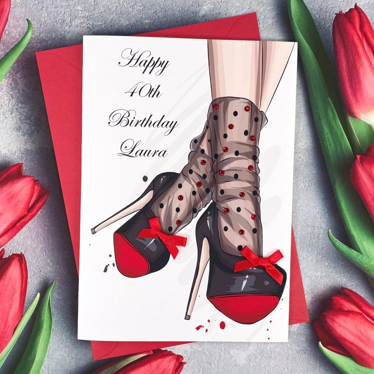 Handmade Birthday Card ‘Christian Louboutin Style’