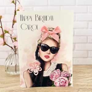 Handmade Birthday Card Lady In Pearl Necklace A5 Large Cards