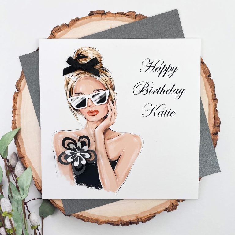 Handmade Birthday Card ‘Black Evening Dress’