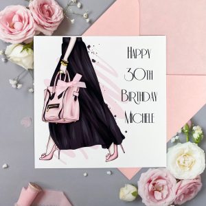 Handmade Birthday Card Long Black Skirt Square Card