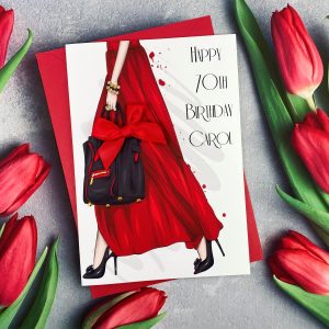 Handmade Birthday Card Long Red Dress A5 Card