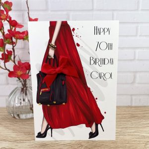 Handmade Birthday Card Long Red Dress A5 Large Card