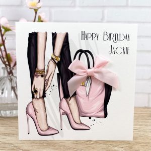 Handmade Birthday Card Pink Bag Square Card