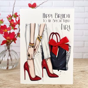 Handmade Birthday Card Red Shoes A5 Large Card