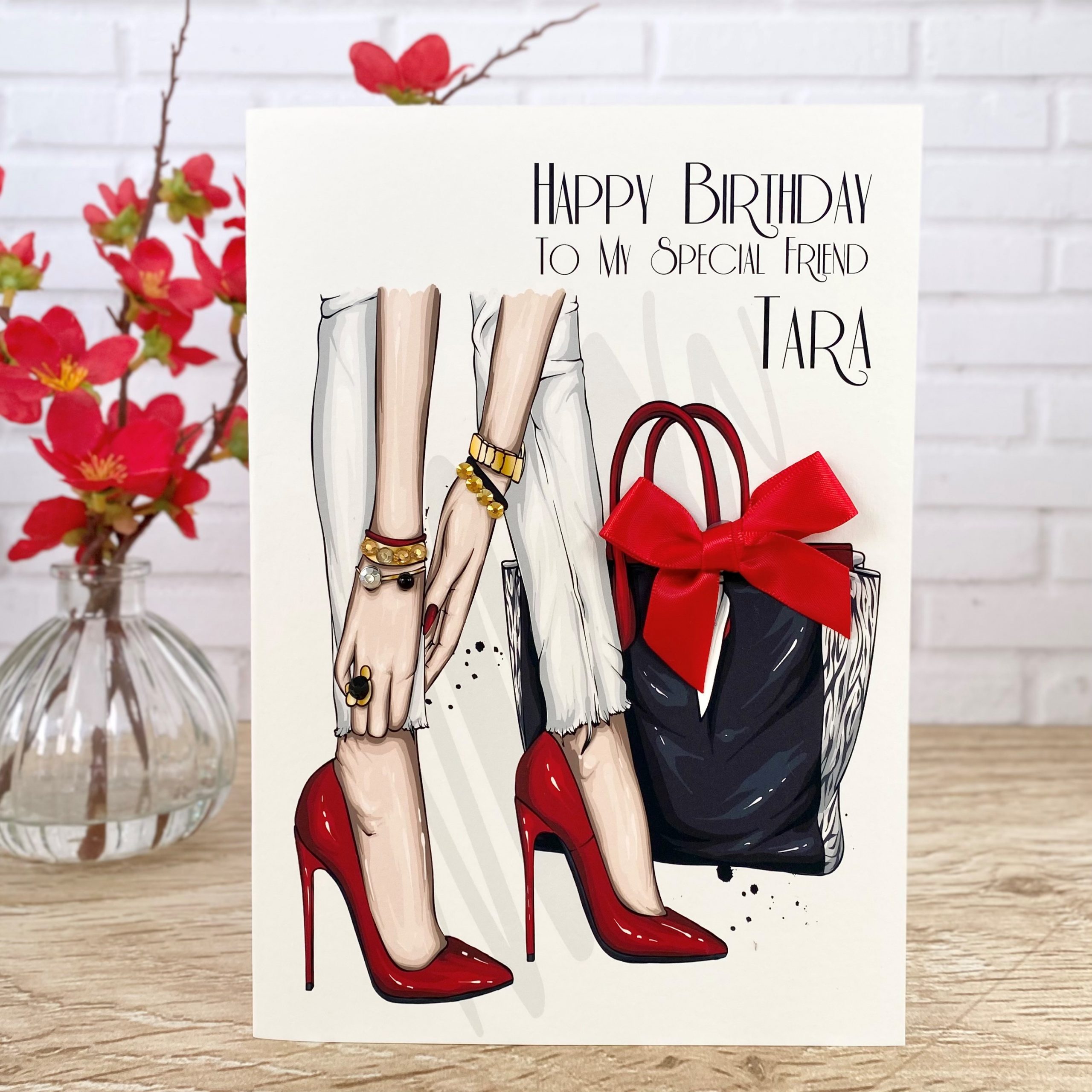 Handmade Birthday Card Red Shoes A5 Large Card