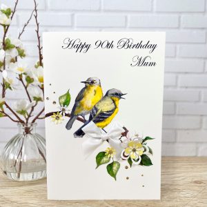 Handmade Birthday Card Yellow Birds A5 Large Card