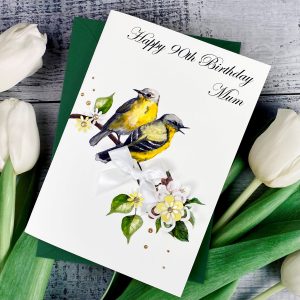 Handmade Birthday Card Yellow Birds A5 Large Card