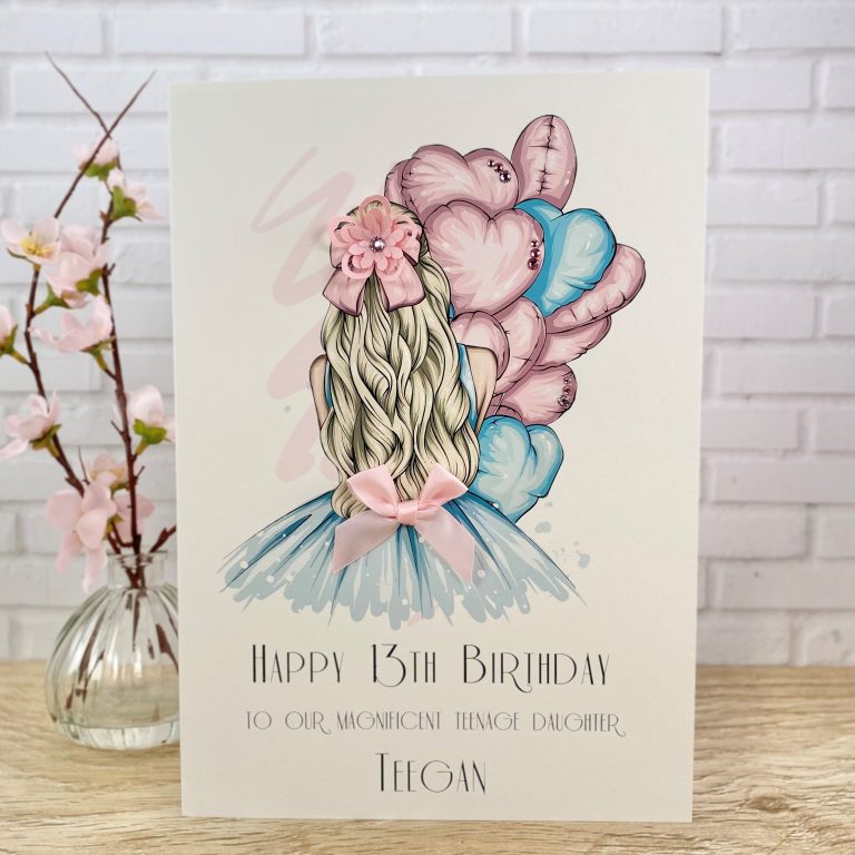 Handmade Birthday Card ‘Pink & Blue Balloons’