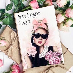 Handmade Birthday Card Lady In Pearl Necklace A5 Large Cards