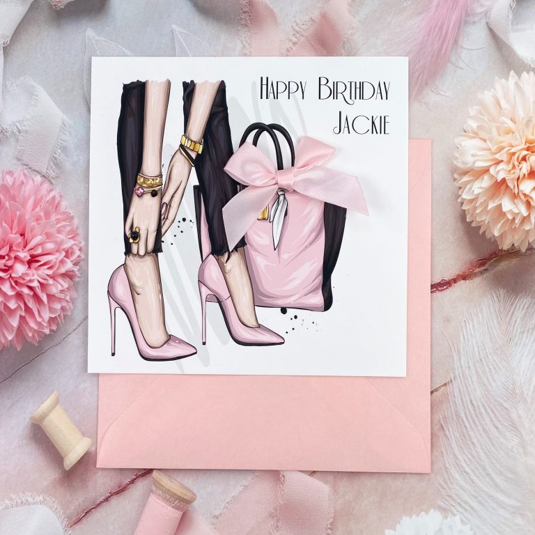 Handmade Birthday Card ‘Pink Bag’