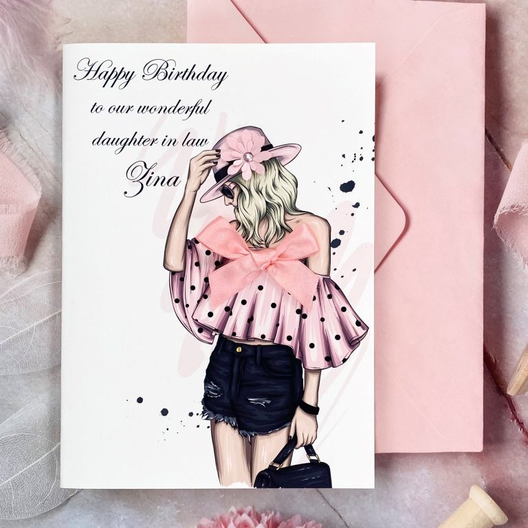 Handmade Birthday Card ‘Pink Hat’