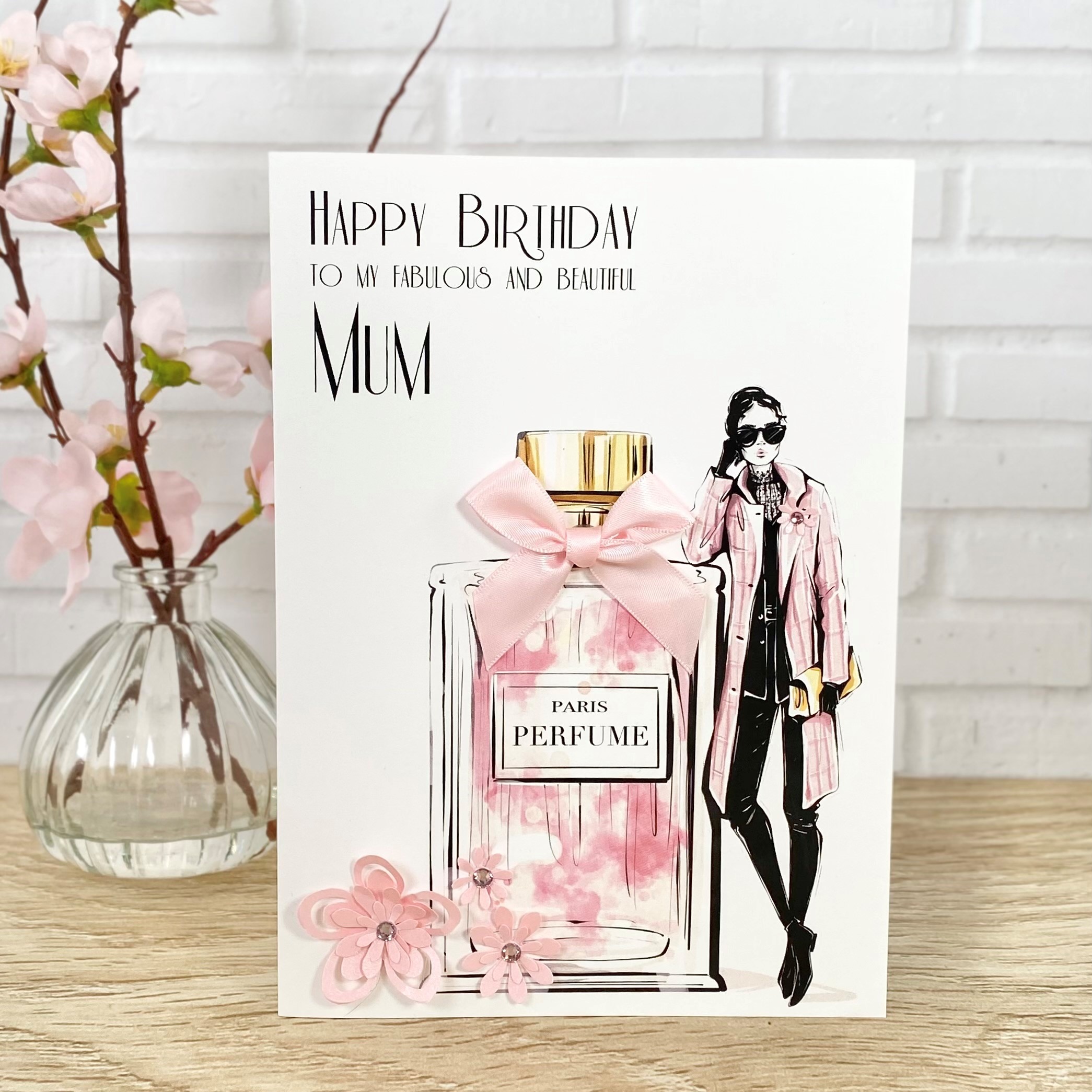 Handmade Birthday Cards Pink Perfume A5 Large Cards