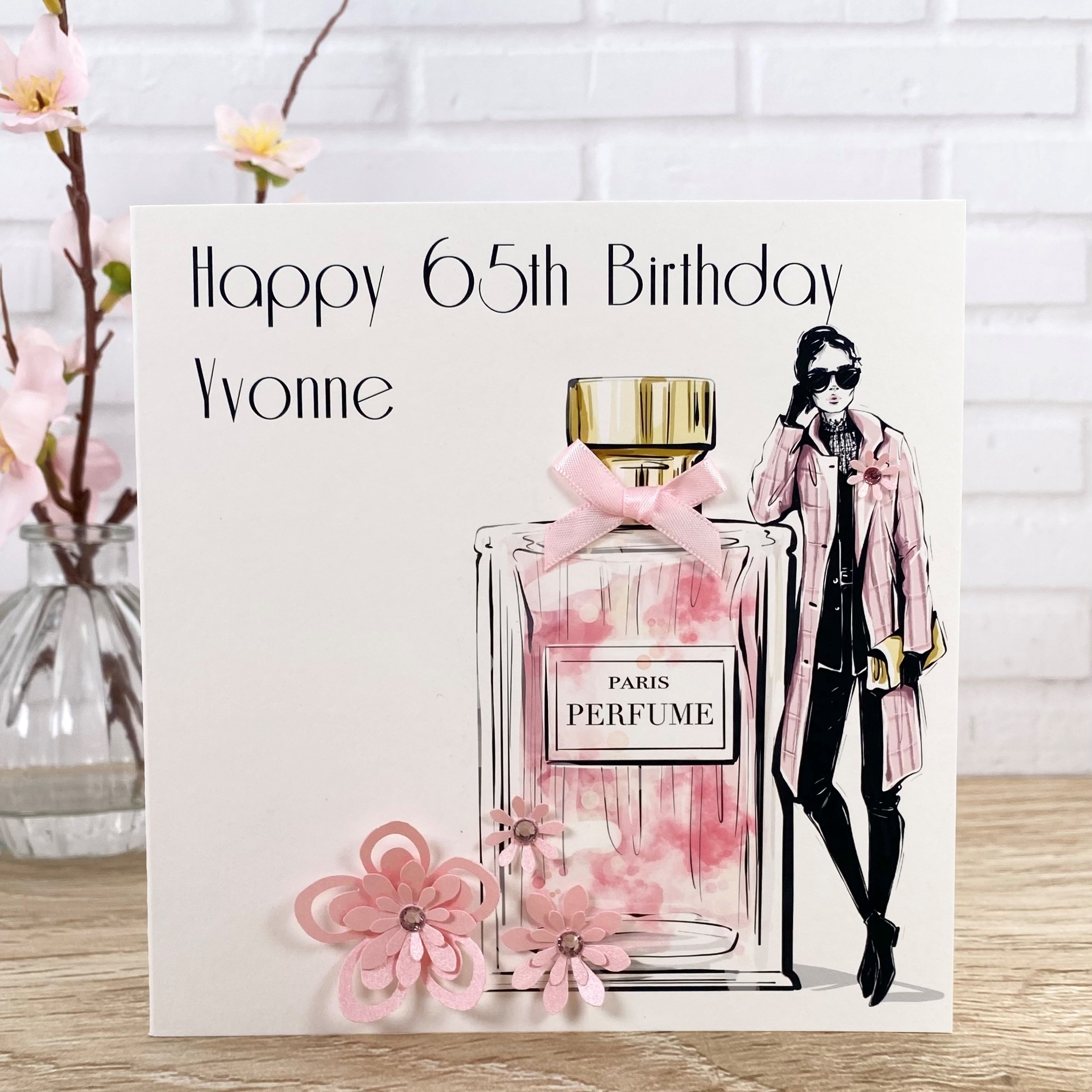 Handmade Birthday Cards Pink Perfume Square Cards
