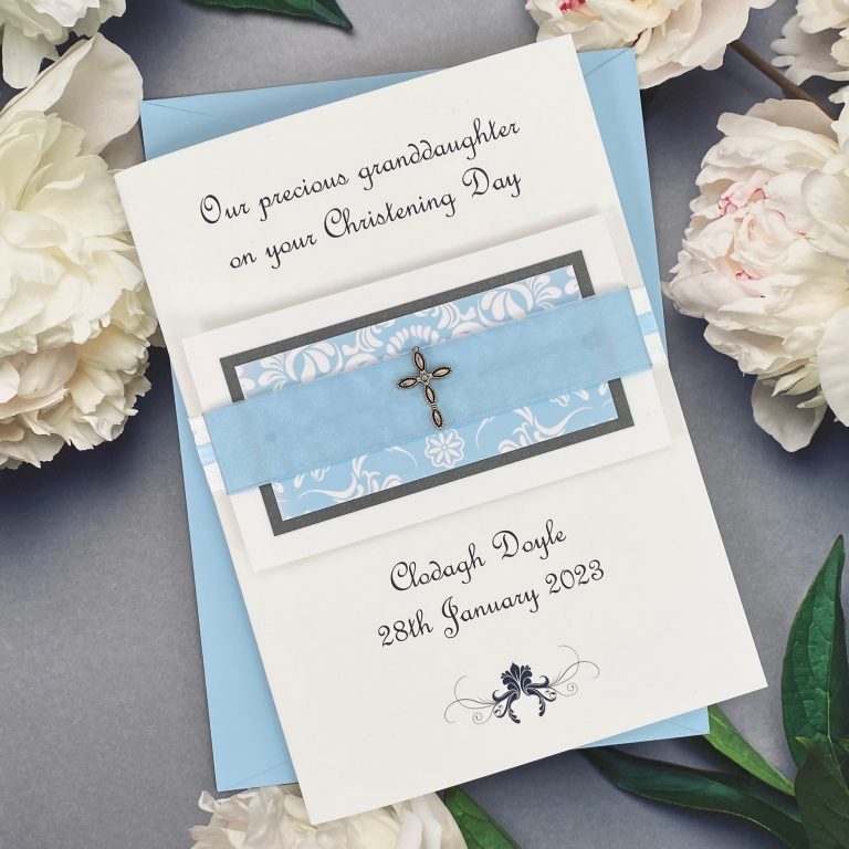 Handmade Christening Card “Silver Cross”