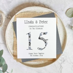 Handmade Crystal Anniversary Cards 15 heart numbers Square Card