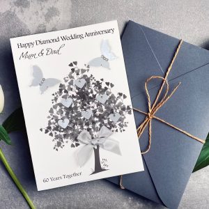 Handmade Diamond Wedding Anniversary Card Heart Tree A5 Card