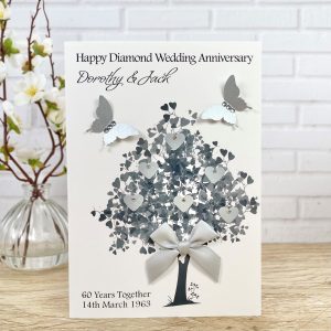 Handmade Diamond Wedding Anniversary Card Heart Tree A5 Large Card