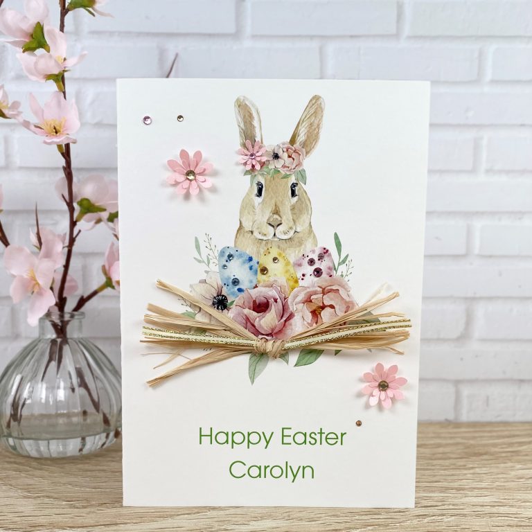 Handmade Easter Card ‘Floral Rabbit’