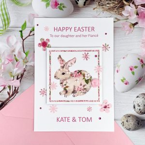 Handmade Easter Card Rose Rabbit A5 Card
