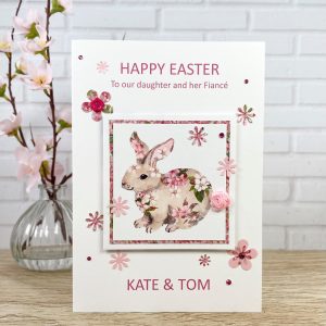 Handmade Easter Card Rose Rabbit A5 Card