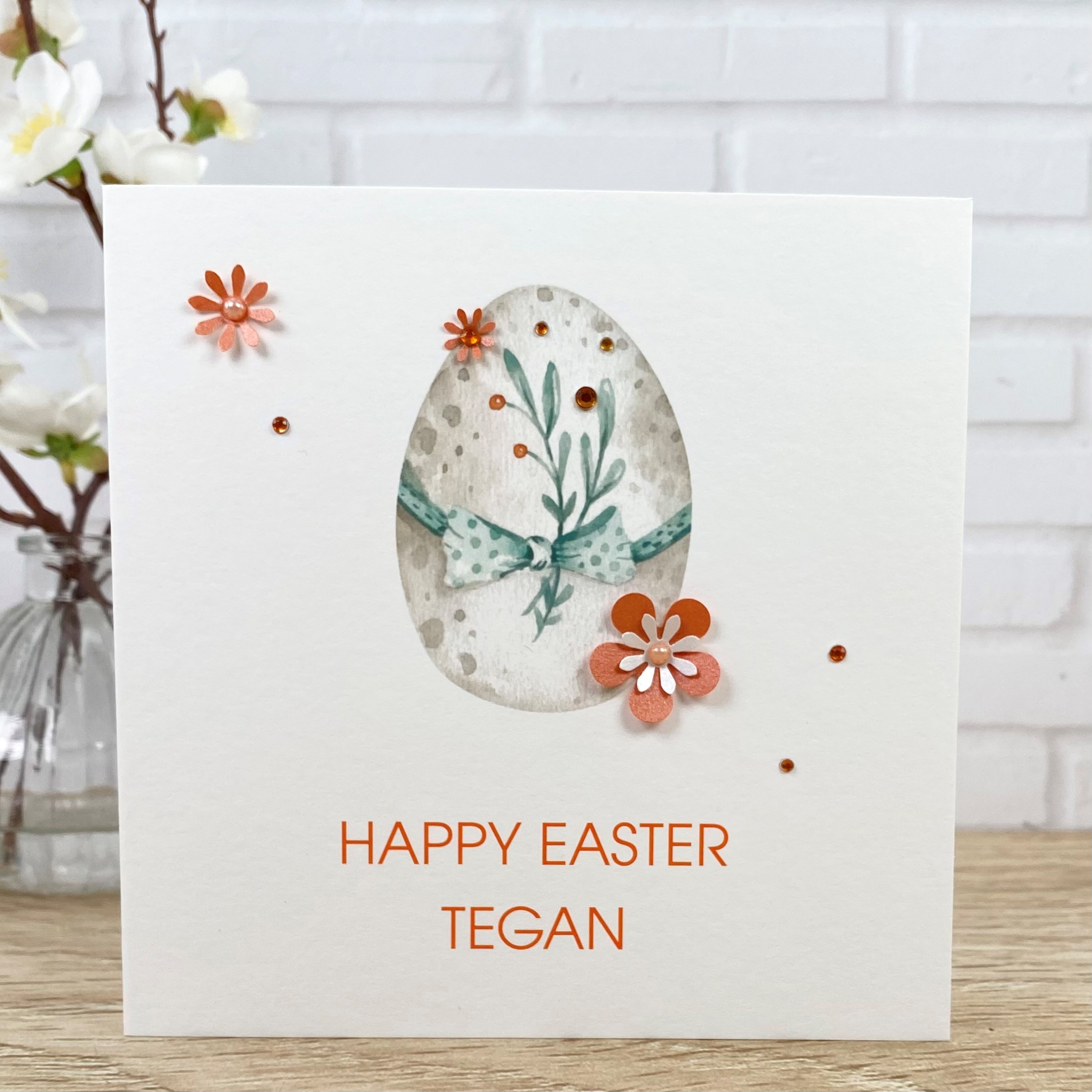 Handmade Easter Card White Egg Square Card
