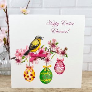 Handmade Easter Card Yellow Bird in branch Square Card