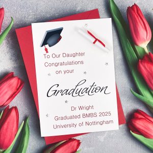 Handmade Graduation Card Red Scroll A5 Card