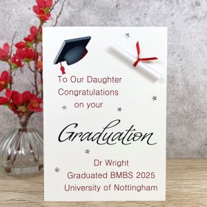 Handmade Graduation Card Red Scroll A5 Large Card