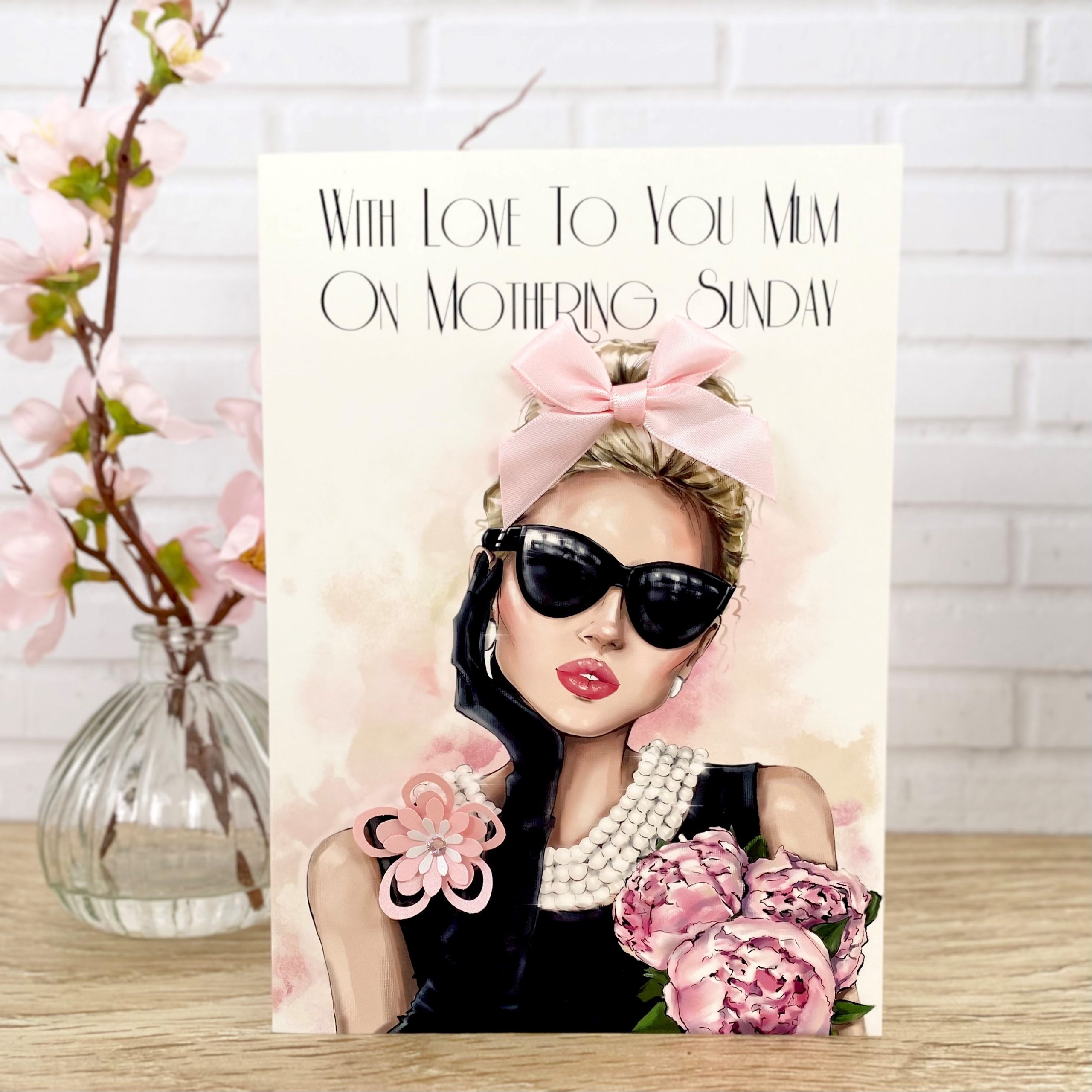 Handmade Mother's Day Card Pretty Lady A5 Large Card