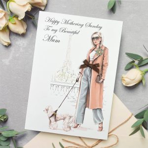 Handmade Mother's Day Card Woman Walking Dog A5 Large Card