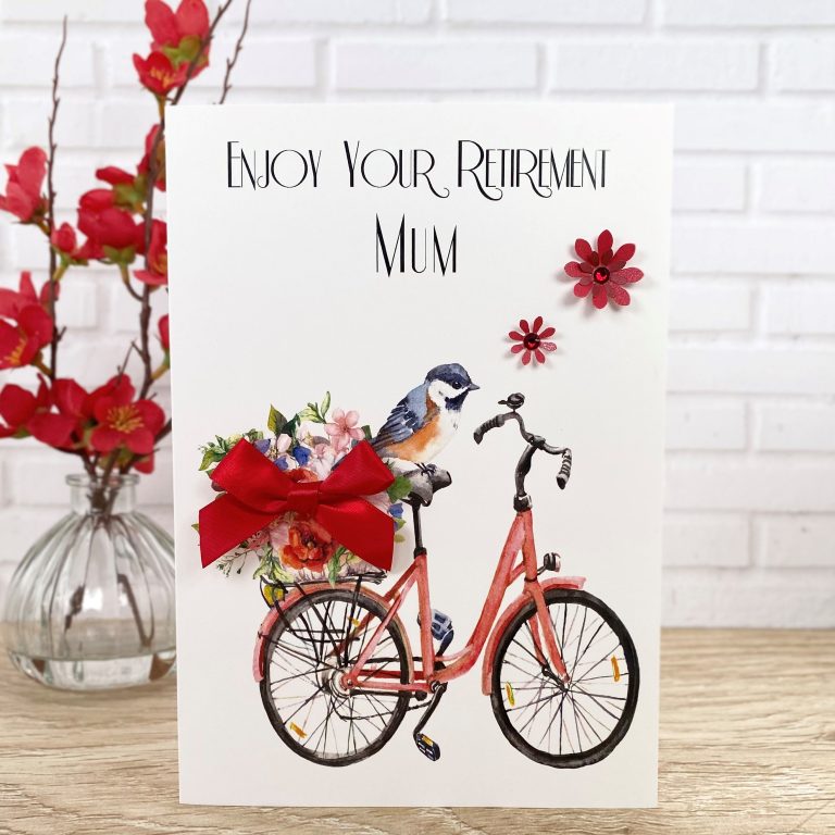 Handmade Retirement Card “Bird on bicycle'”
